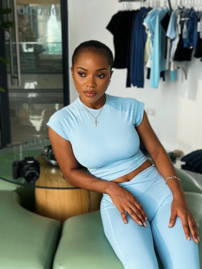 Contour Crop Top — Sky Blue