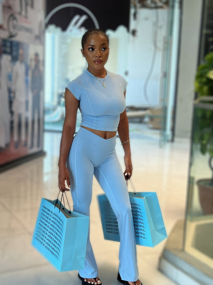 Cropped Contour Set — Sky Blue